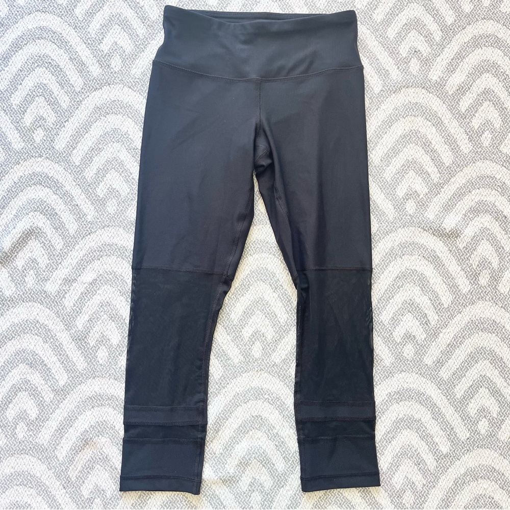 90 DEGREE // REFLEX Black Mesh Leg Capri Leggings XS